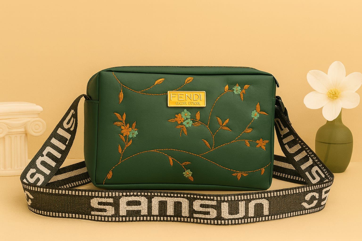 Floral Stitch Crossbody Bag