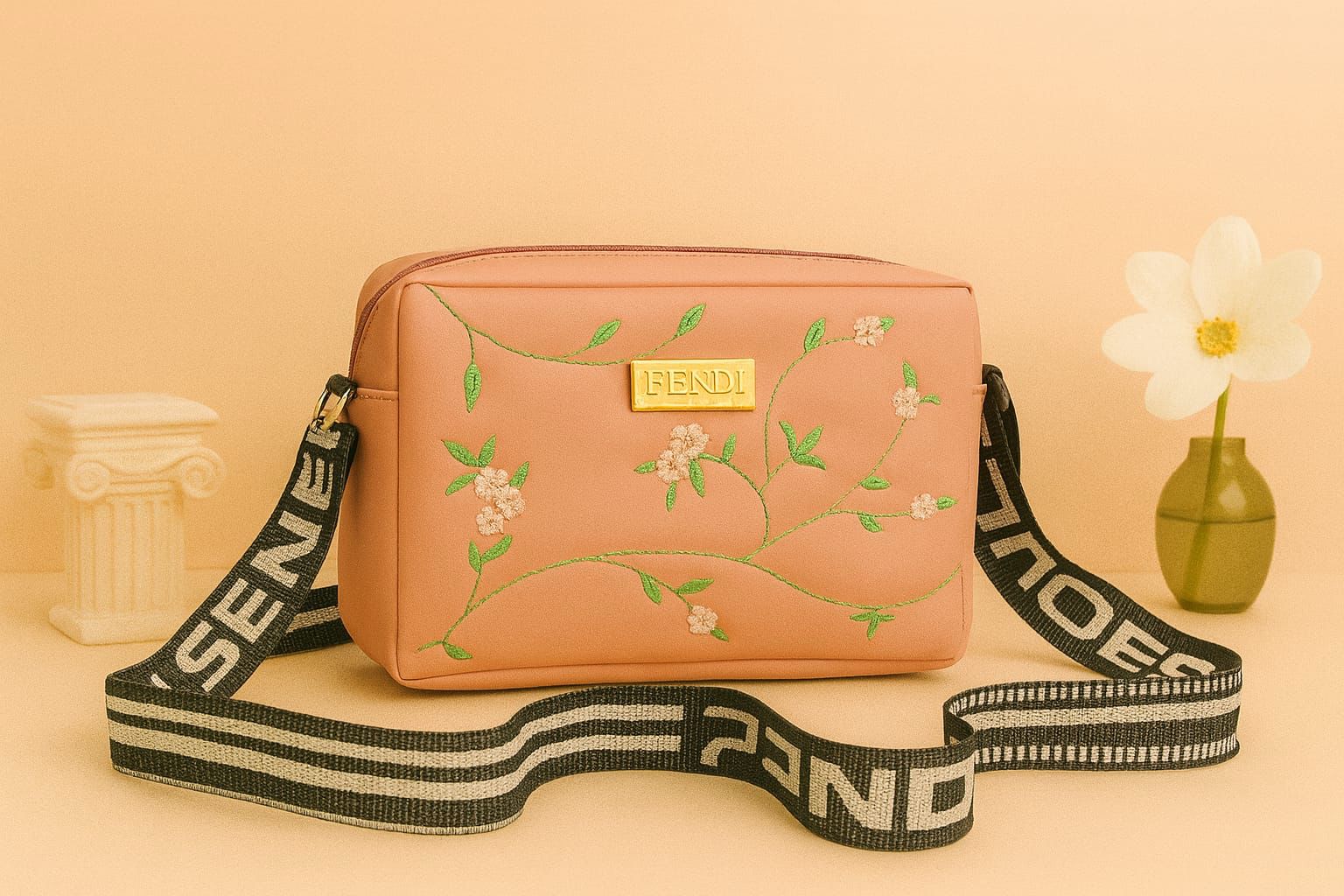 Floral Stitch Crossbody Bag