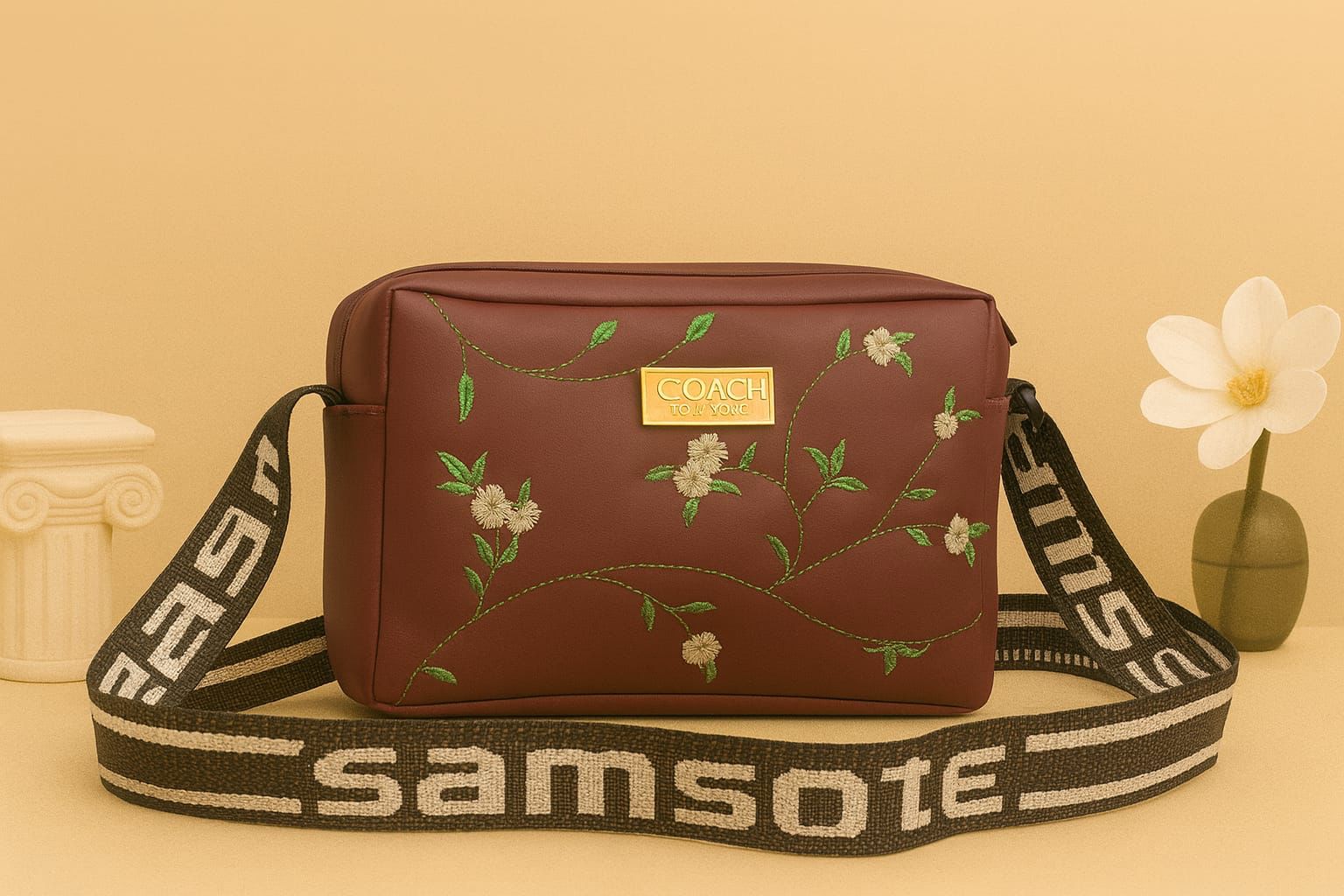 Floral Stitch Crossbody Bag