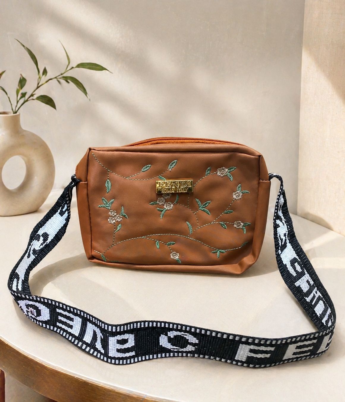 Floral Stitch Crossbody Bag