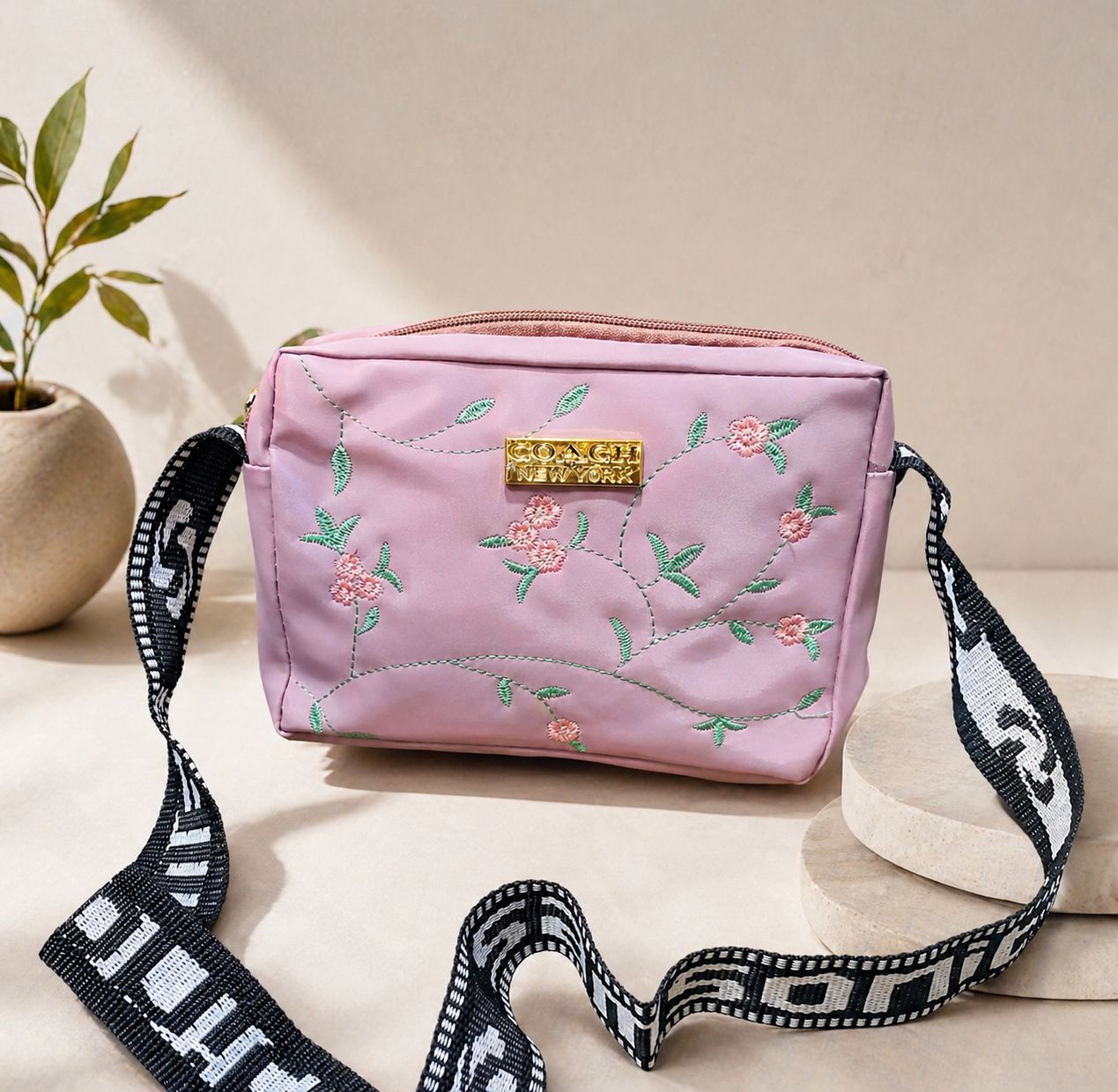 Floral Stitch Crossbody Bag