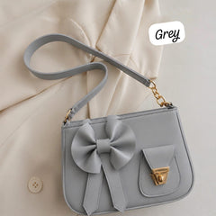 Bow Style Shoulder Bag with Front Pocket Lock