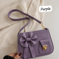 Bow Style Shoulder Bag with Front Pocket Lock
