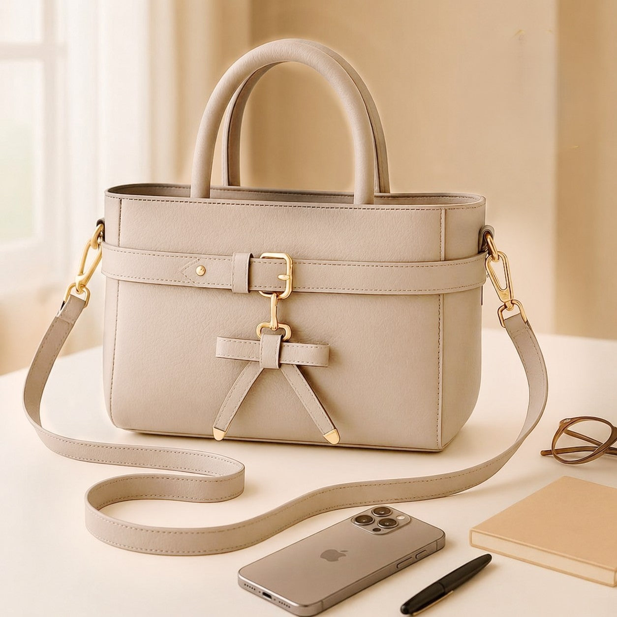 Classic Belt Detail Tote Bag