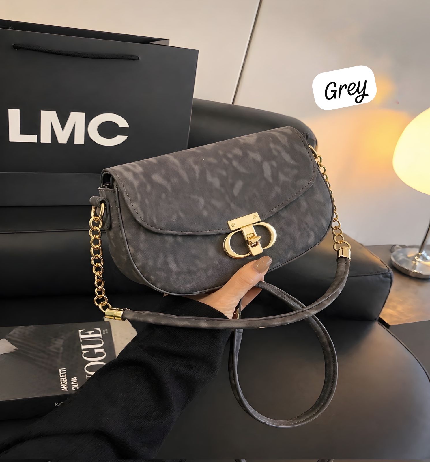 Elegant Chain Lock Crossbody Bag