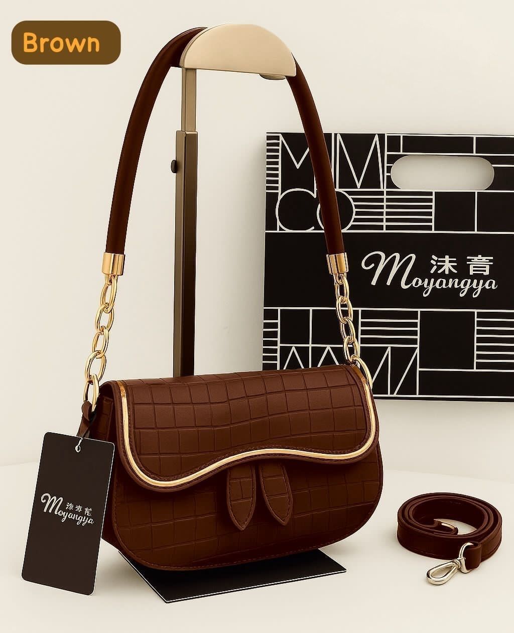 Elegant Croc Pattern Chain Shoulder Bag