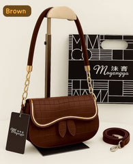 Elegant Croc Pattern Chain Shoulder Bag