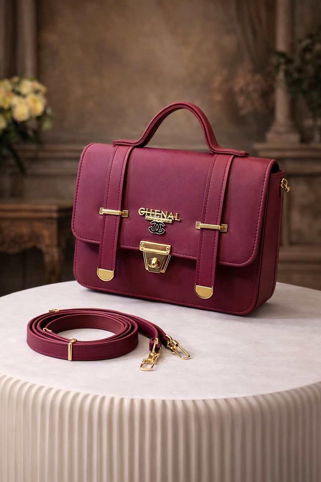 Luxury Flap Lock Top Handle Handbag