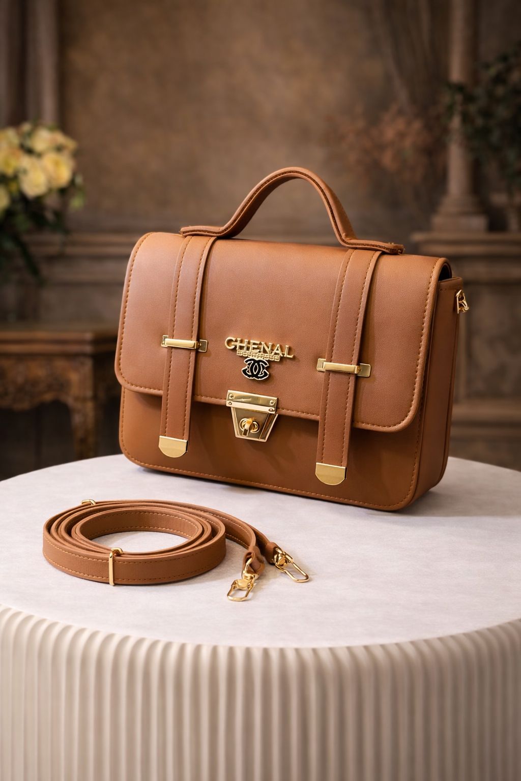 Luxury Flap Lock Top Handle Handbag