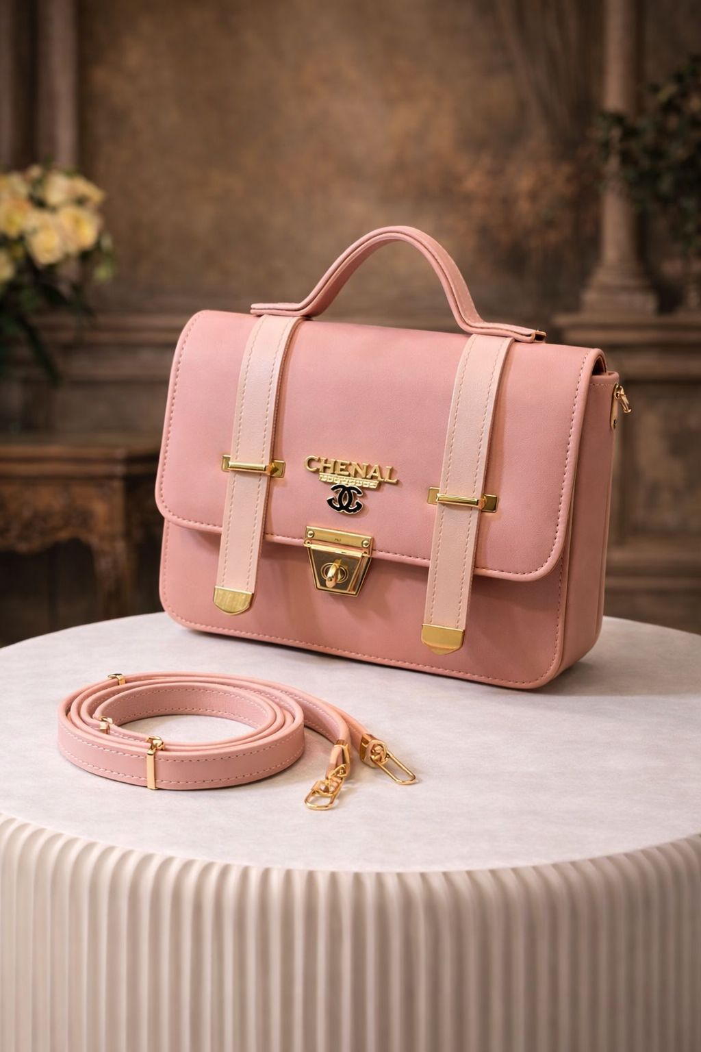 Luxury Flap Lock Top Handle Handbag