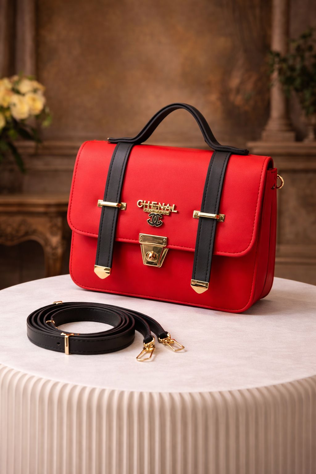 Luxury Flap Lock Top Handle Handbag