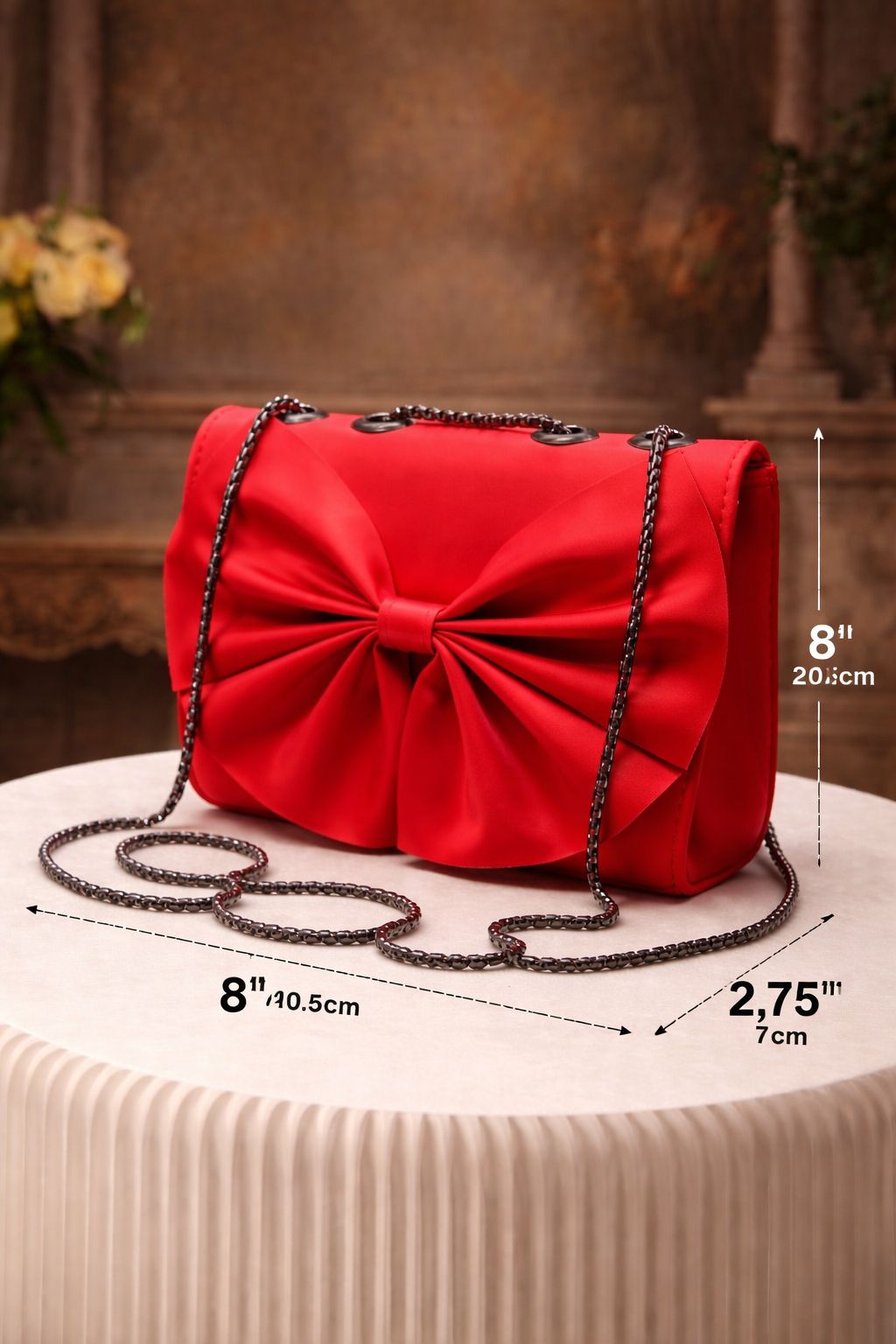 Bow Style Chain Crossbody Clutch