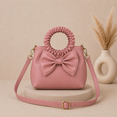 Bow Detail Top Handle Bag with Shoulder Strap