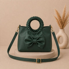 Bow Detail Top Handle Bag with Shoulder Strap