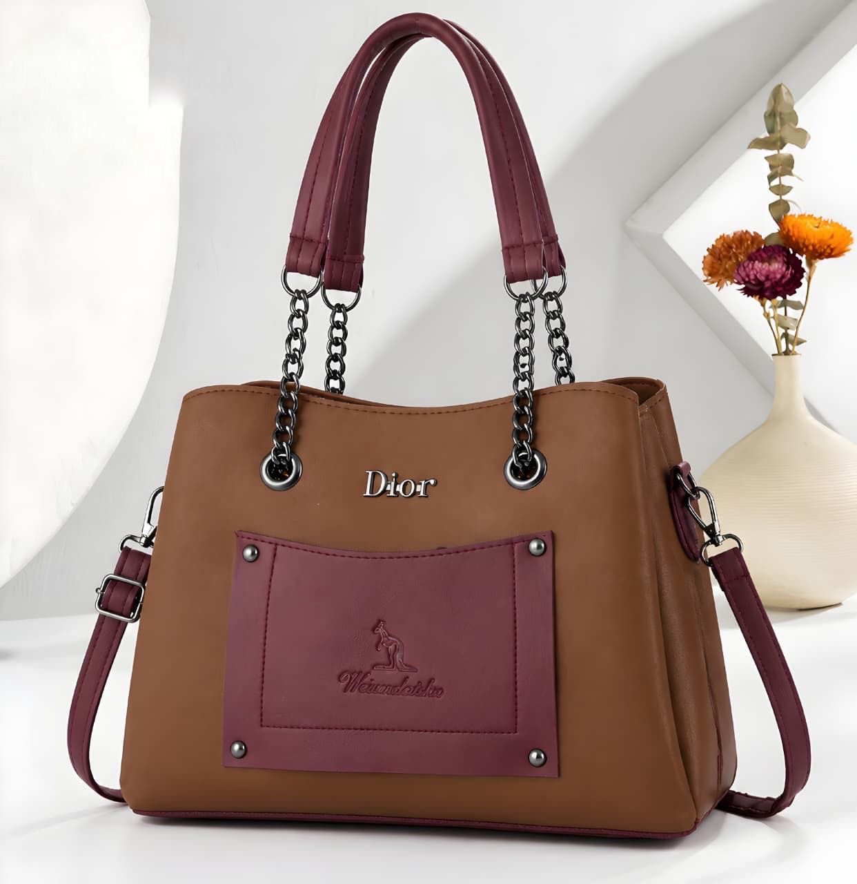 Dior Style Chain Handle Tote Bag