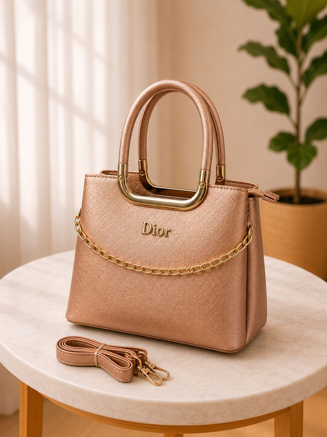 Premium Chain Detail Tote Bag