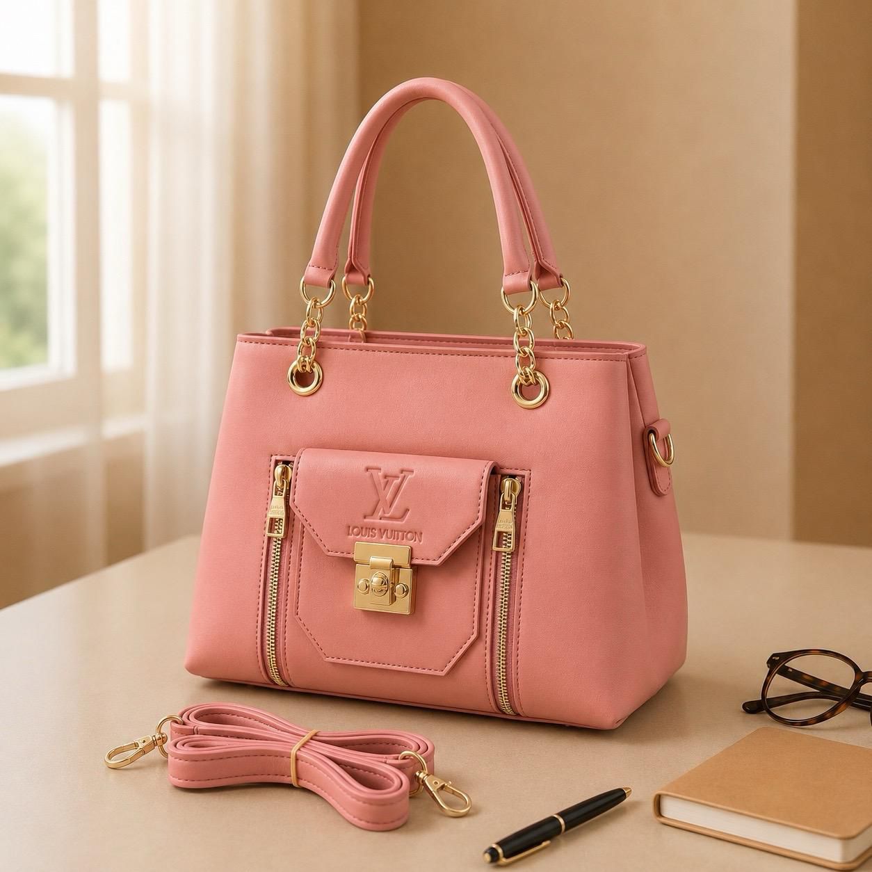 Luxury Chain Handle Tote Handbag