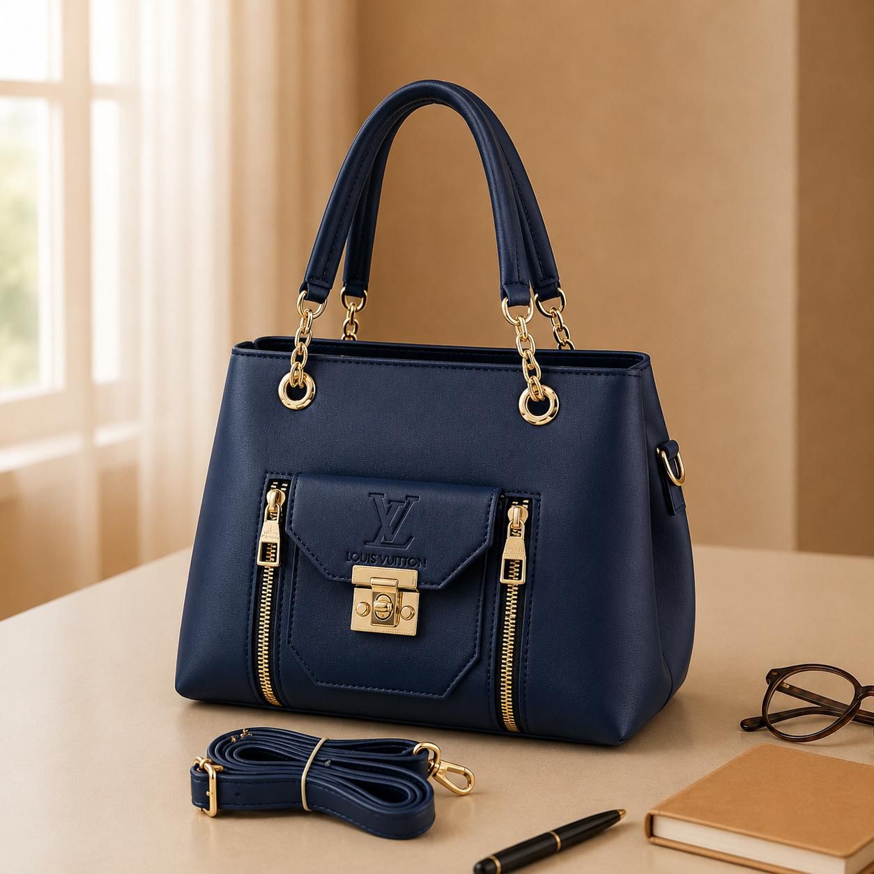 Luxury Chain Handle Tote Handbag