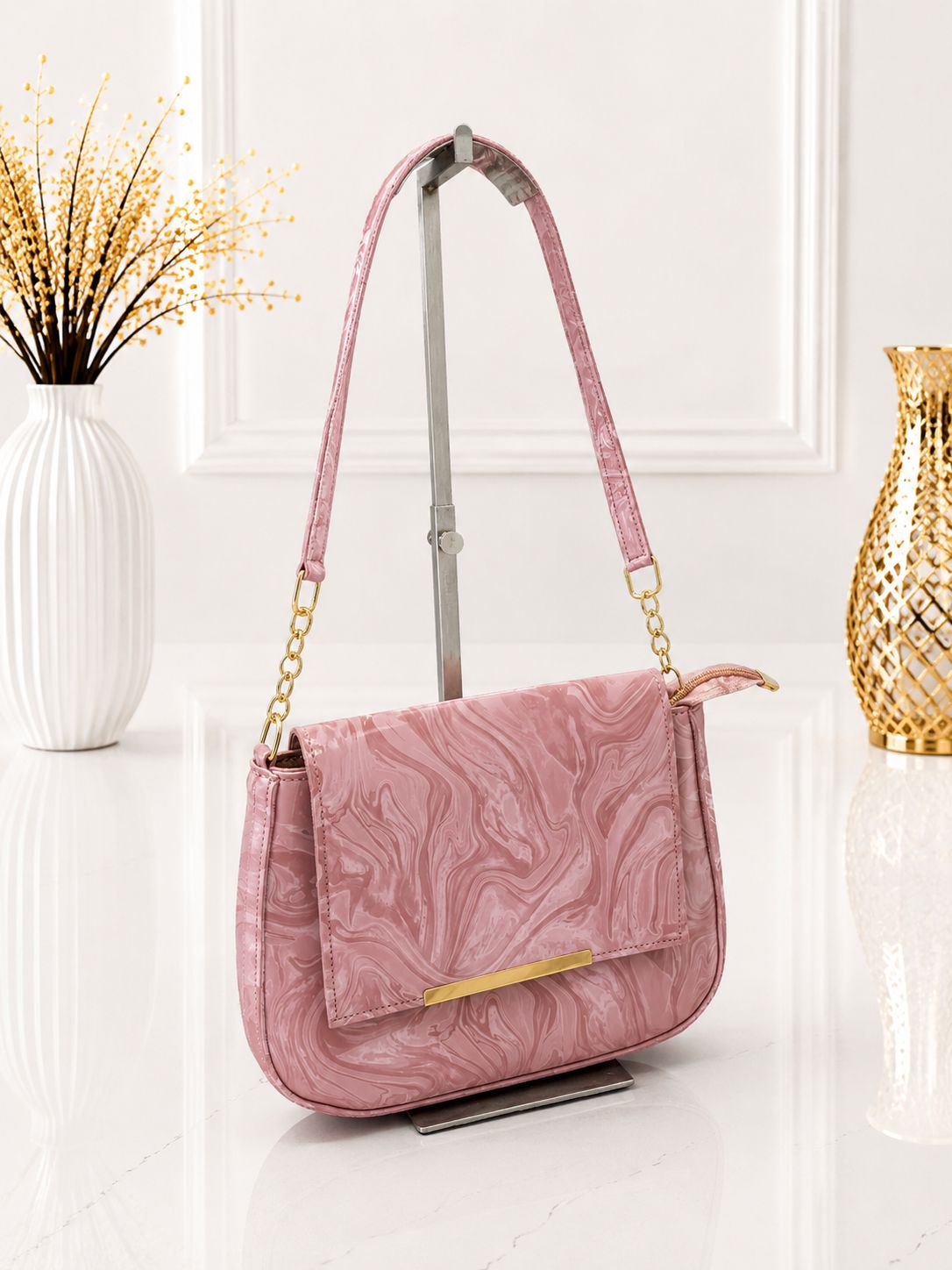 Marble Glossy Shoulder Bag for Women
