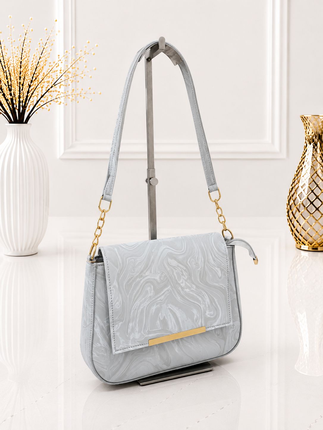Marble Glossy Shoulder Bag for Women