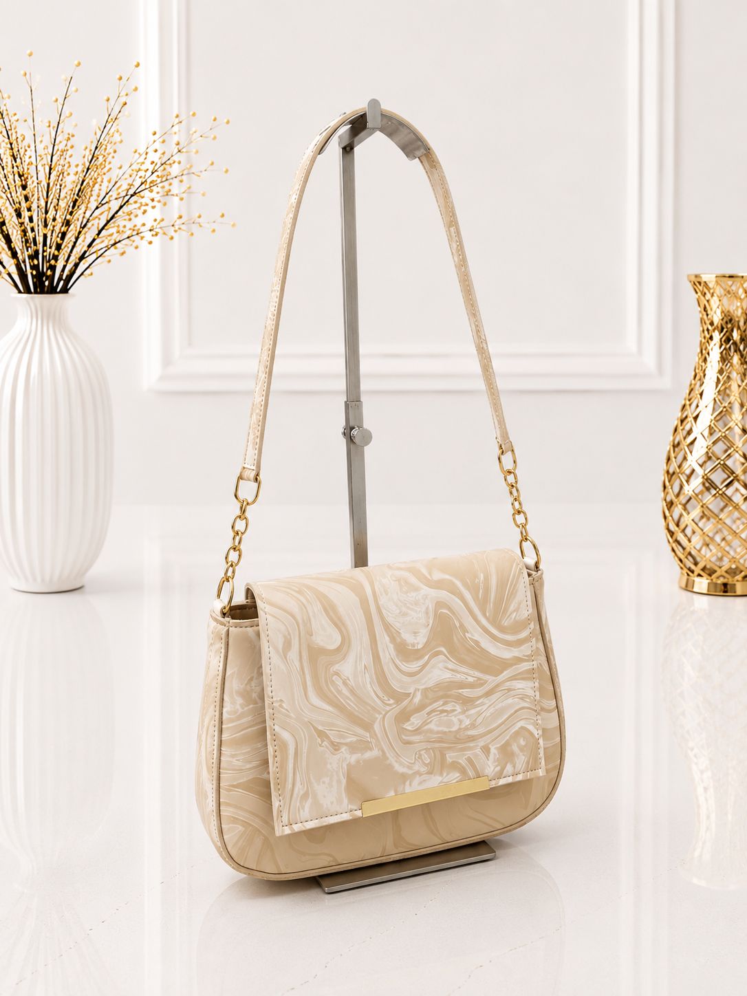 Marble Glossy Shoulder Bag for Women