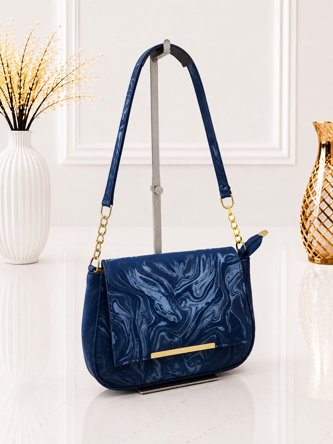 Marble Glossy Shoulder Bag for Women