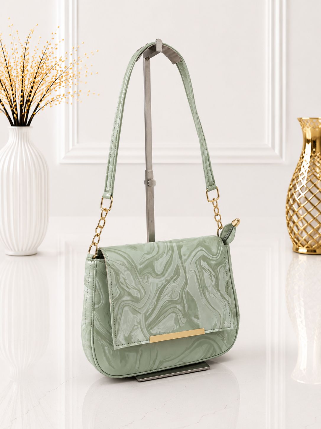 Marble Glossy Shoulder Bag for Women