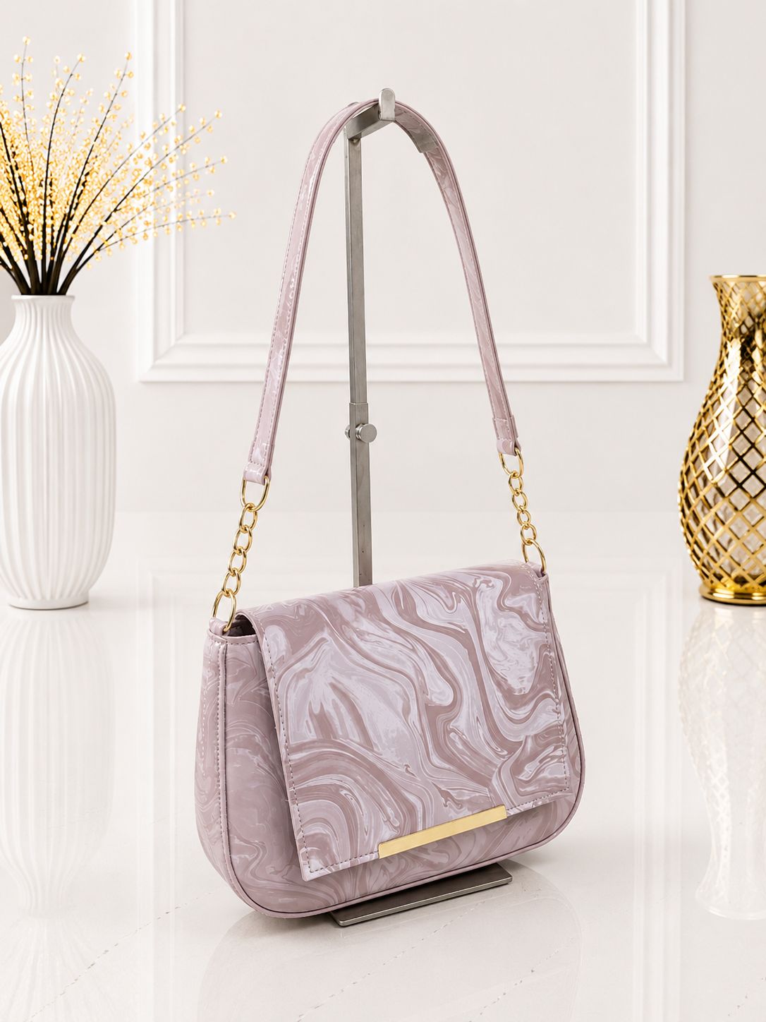 Marble Glossy Shoulder Bag for Women