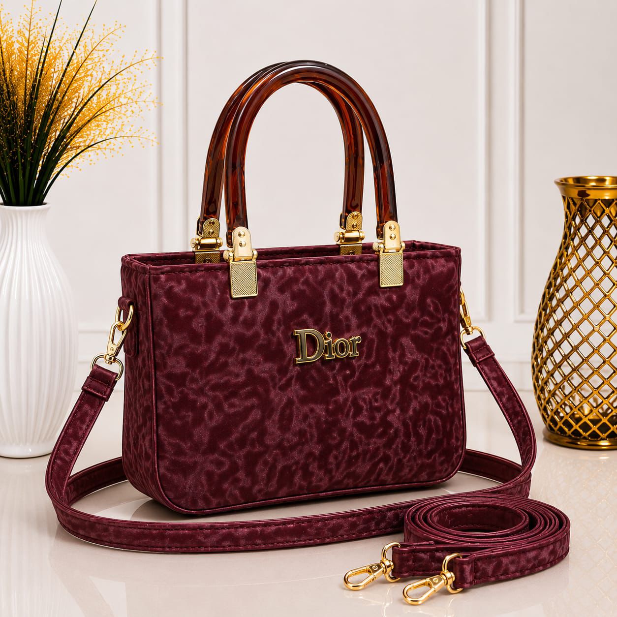 Textured Crossbody Tote Bag