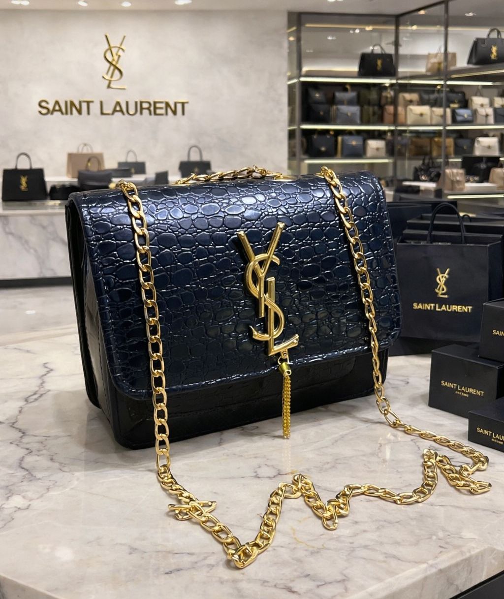 Style Crocodile Texture Chain Bag