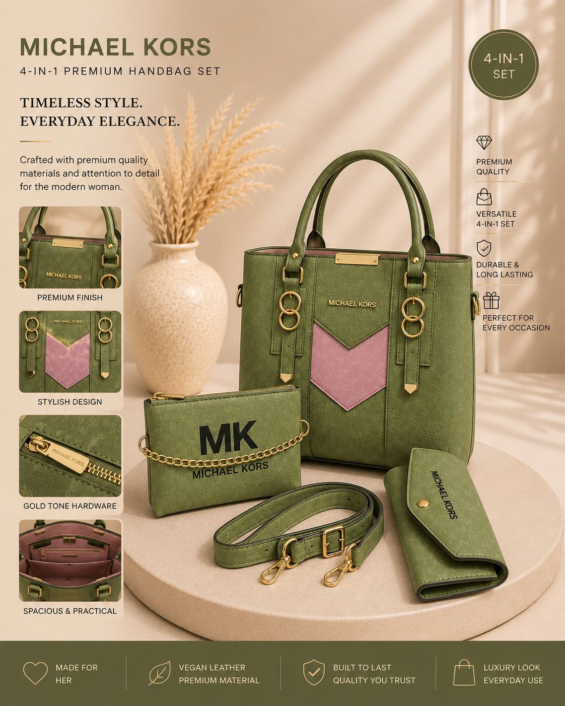 Kors Style 4-in-1 Premium Handbag Set
