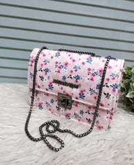 Floral Pattern Flap Bag with Chain Strap