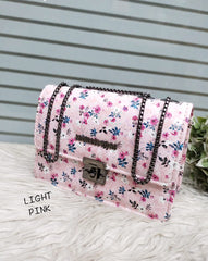 Floral Pattern Flap Bag with Chain Strap