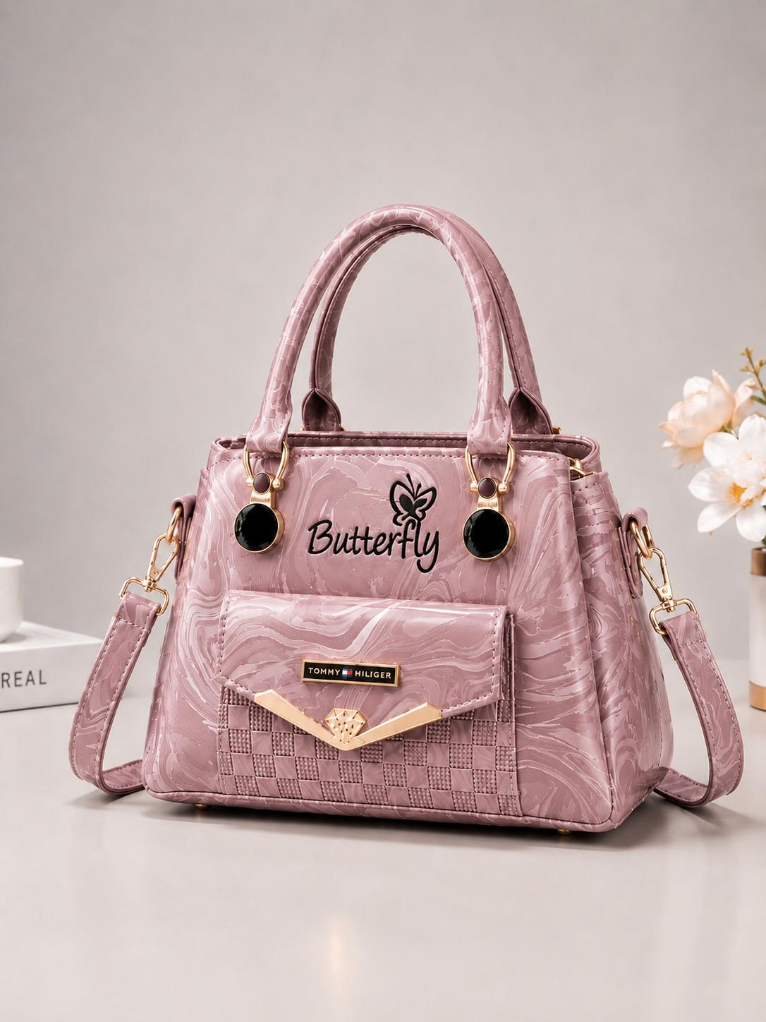 Butterfly Marble Texture Handbag