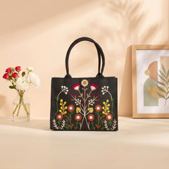 Floral Embroidered Canvas Tote Bag