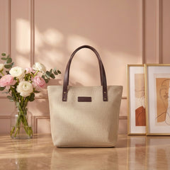 Classic Canvas Tote Bag with Leather Handles