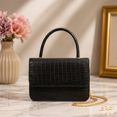 Croc-EmbossedTop Handle Bag
