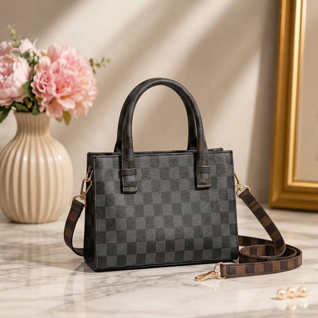 Checkered Print Tote Bag