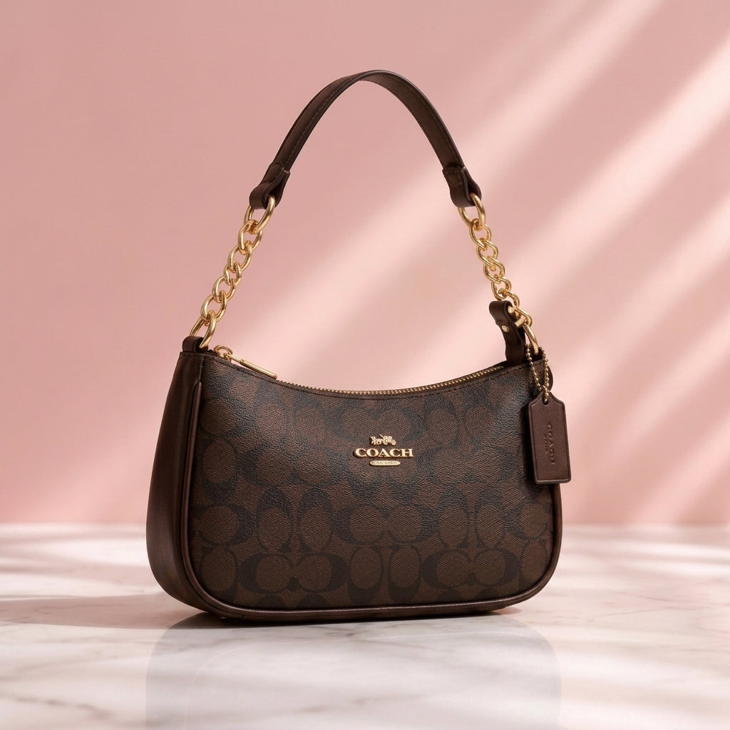 Elegant Monogram Chain Shoulder Bag