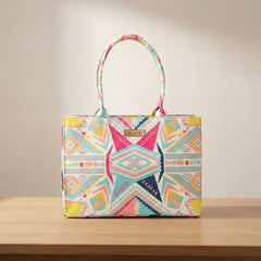 Pastel Aztec Print Structured Tote Bag