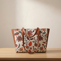 Elegant Floral Botanical Print Tote Handbag