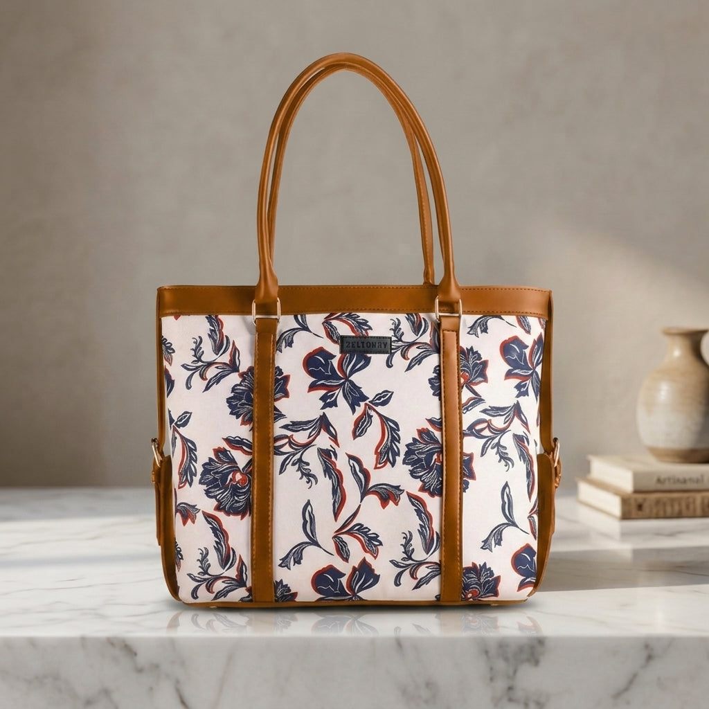 Elegant Floral Print Shoulder Tote Bag