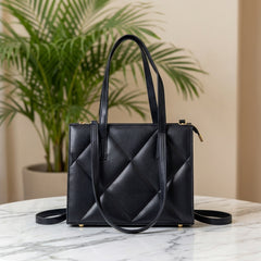 Quilted Structured Tote Handbag