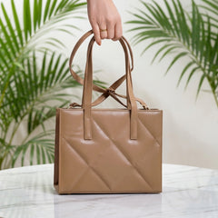 Quilted Structured Tote Handbag