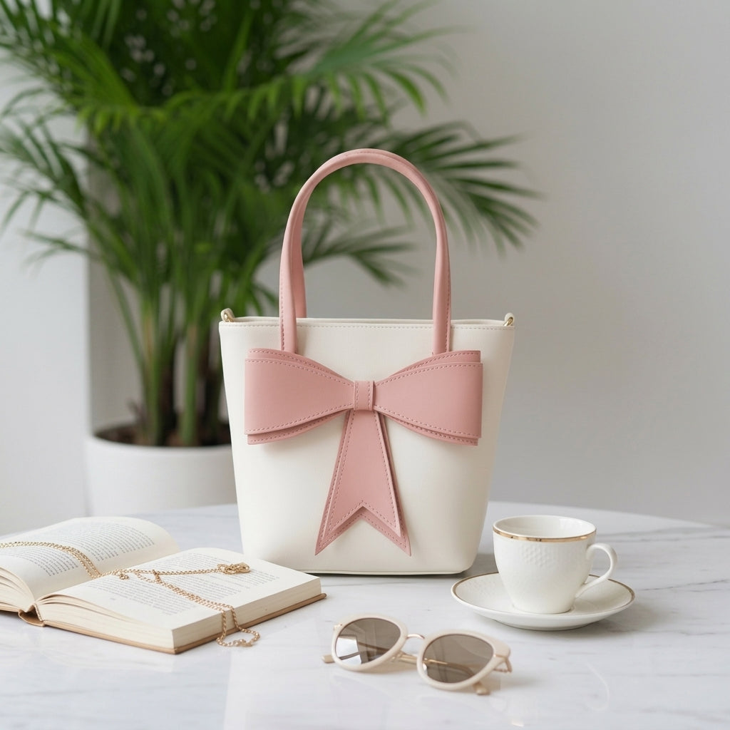 Elegant Two-Tone Bow Detail Handbag
