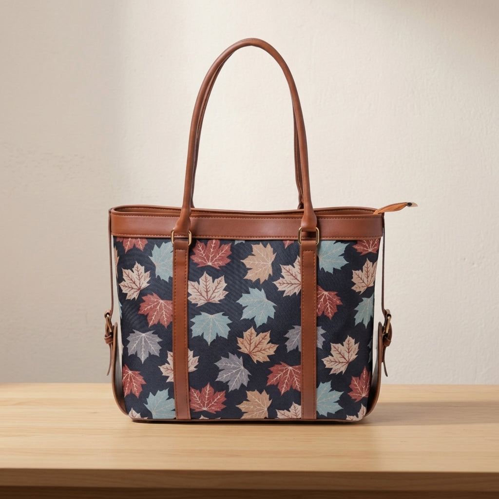Autumn Maple Leaf Print Shoulder Tote Bag